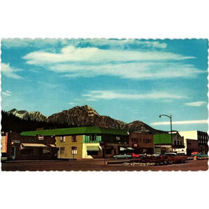 Connaught Avenue, Jasper, Alberta with Pyramid Mountain in Background Postcard